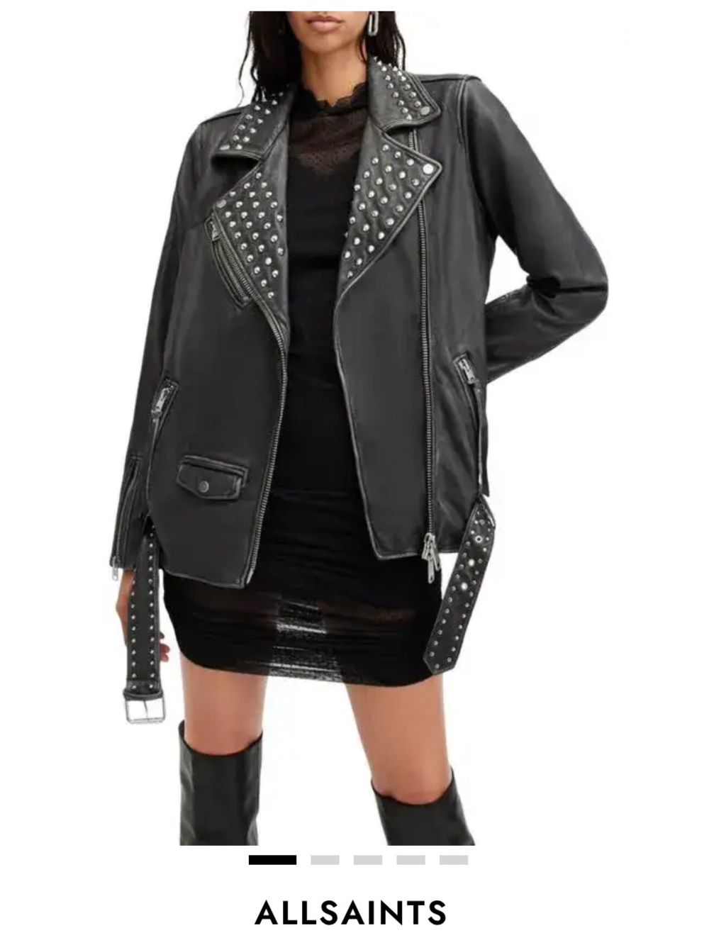 AllSaints Billie Conical Studded Leather Biker Jacket
